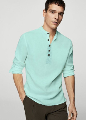 ISUEL FAB Men Solid Casual Green Shirt