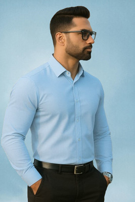 FFASHION Men Solid Formal Light Blue Shirt