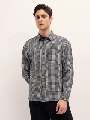 THE BEAR HOUSE Men Checkered Casual Black Shirt