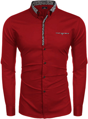 Webric Men Solid Formal Red Shirt
