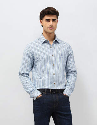 U.S. Polo Assn. Denim Co. Men Striped Casual Blue Shirt