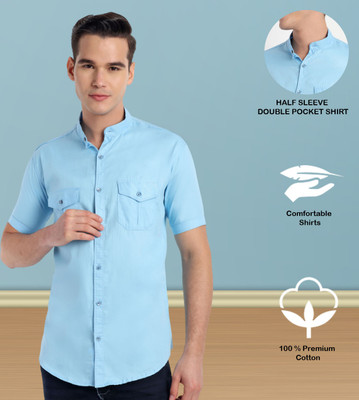 SHIRTZONE Men Solid Casual Light Blue Shirt