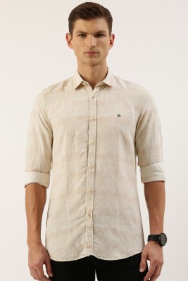 PETER ENGLAND Men Self Design Casual Beige Shirt