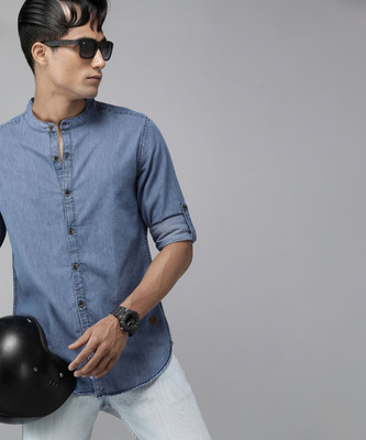 Roadster Men Solid Casual Blue Shirt
