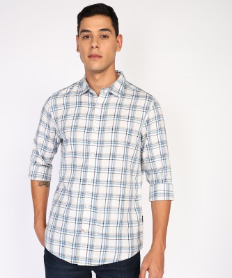 BEING HUMAN Men Checkered Casual Blue Shirt