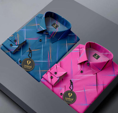 LAXBON Men Printed Casual Multicolor Shirt(Pack of 2)