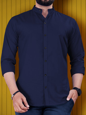 METRONAUT Men Solid Casual Dark Blue Shirt