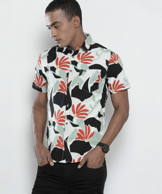 The Indian Garage Co. Men Floral Print Beach Wear Green Shirt