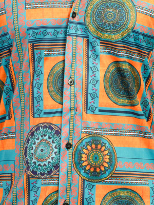 MENTIFIC Men Printed Casual Dark Green Shirt