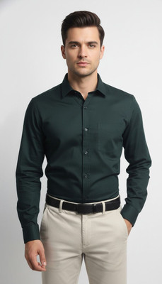 SMTCLOHING Men Solid Casual Dark Green Shirt