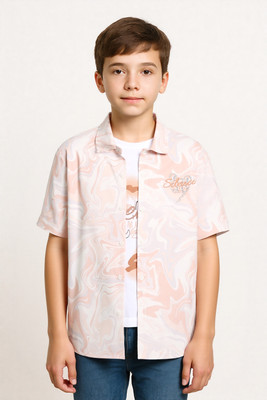 CAVIO Boys Printed Casual Orange Shirt