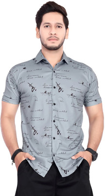 METRONAUT Men Printed Casual Grey Shirt