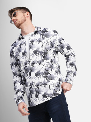 JACK & JONES Men Floral Print Casual White, Grey, Black Shirt
