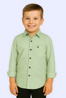 jabak creation Boys Solid Festive Light Green Shirt