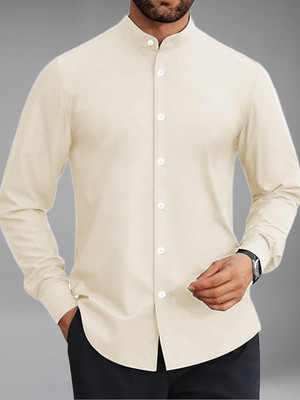 UNIFAV Men Solid Casual Beige Shirt