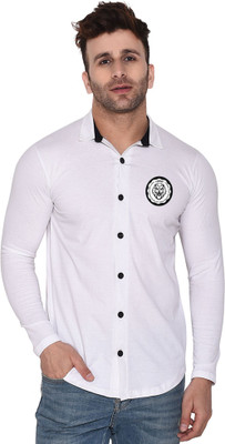 GEUM Men Solid Casual White Shirt
