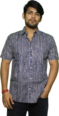 PRINTVAAS Men Printed Formal Blue Shirt