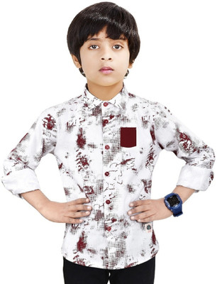 Made In The Shede Boys Printed Casual White Shirt