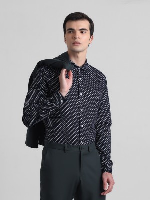 JACK & JONES Men Printed Formal White, Dark Blue Shirt