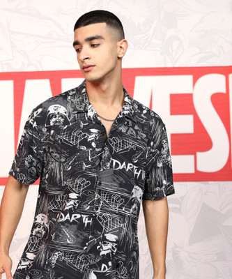 HIGHLANDER Men Printed Casual Black Shirt