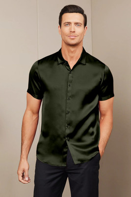 PRIMEFIELD Men Solid Casual Dark Green Shirt