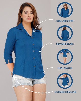 GEHU GARMENTS Women Solid Casual Blue Shirt