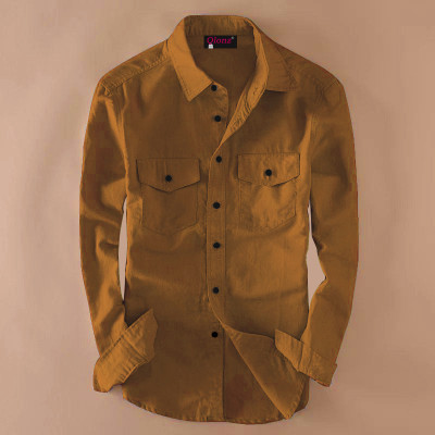 Qlonz Store Men Solid Casual Brown Shirt