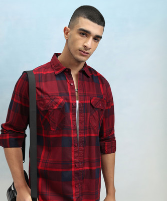 HIGHLANDER Men Checkered Casual Red Shirt