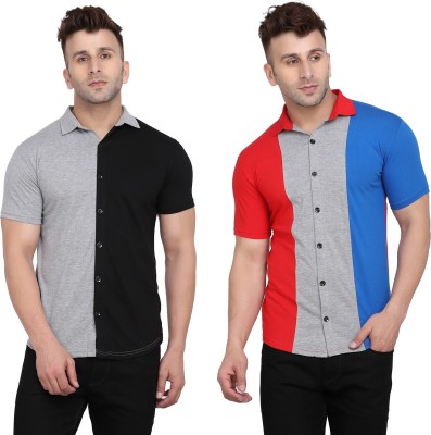 Money Leaf Men Solid Casual Multicolor Shirt(Pack of 2)