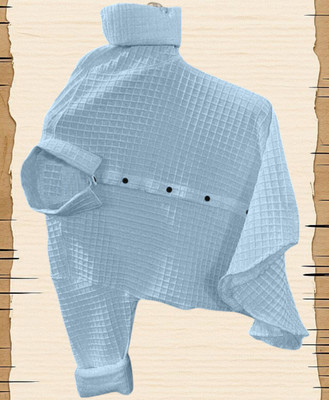 SEVENTEENSTITCH Men Self Design Casual Light Blue Shirt