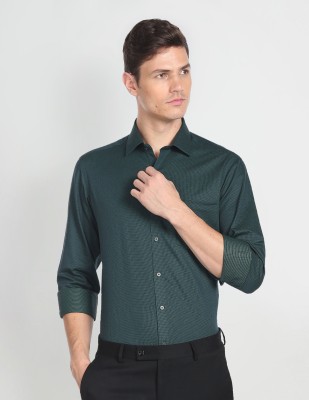 ARROW Men Self Design Formal Dark Green Shirt