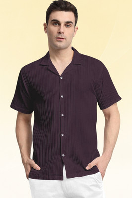 A Dearise Trend Men Self Design Casual Purple Shirt