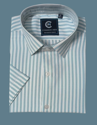 Common Men Men Striped Formal White Shirt