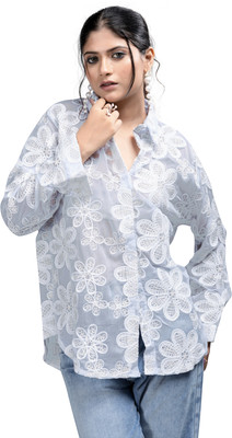 MADBORN CREATION Women Floral Print Casual Blue Shirt