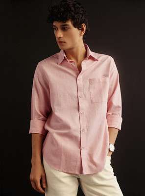 Andamen Men Solid Casual Pink Shirt