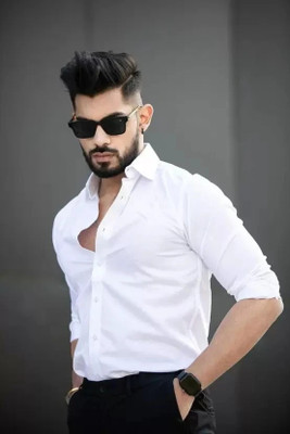 HouseOfCommon Men Solid Casual White Shirt