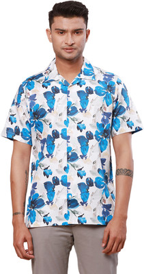 Raymond Men Printed Casual Blue Shirt