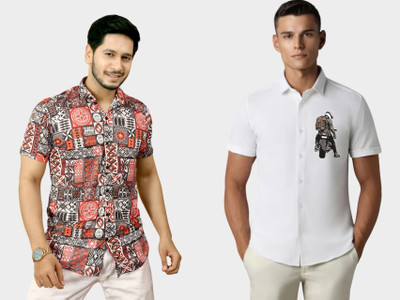 Emporium Men Printed Casual Red Shirt(Pack of 2)