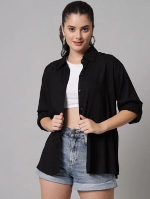 Fashion Bazaar Women Solid Casual Black Shirt