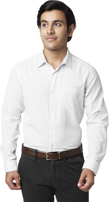 YU by Pantaloons Men Printed Formal White Shirt