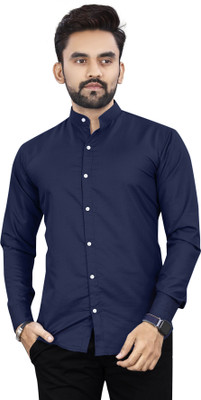 Radiance Creations Men Solid Formal Dark Blue Shirt