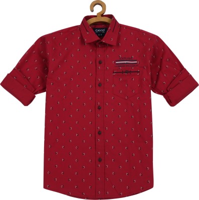 CAVIO Boys Printed Casual Red Shirt