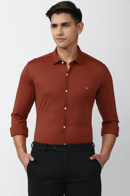 PETER ENGLAND Men Self Design Formal Brown Shirt