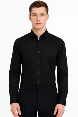 OFFICER CHOICE Men Solid Formal Black Shirt