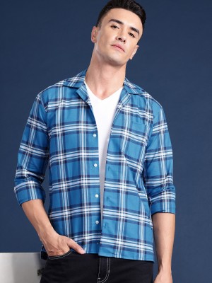 Hancock Men Checkered Casual Blue Shirt