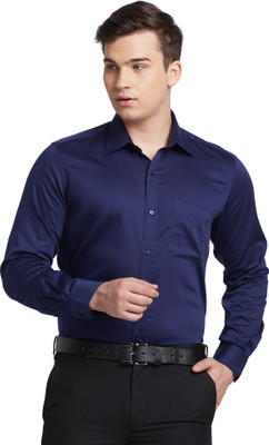 Raymond Men Solid Formal Blue Shirt