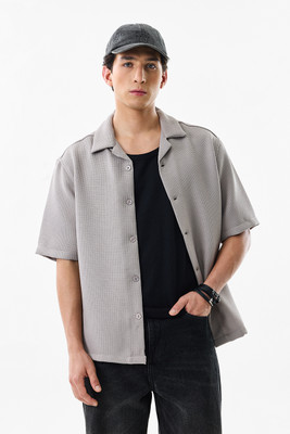 Snitch Men Solid Casual Grey Shirt