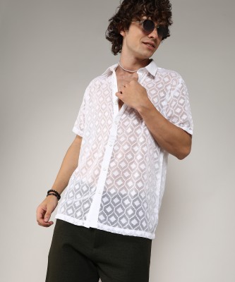 CAMPUS SUTRA Men Printed Casual White Shirt