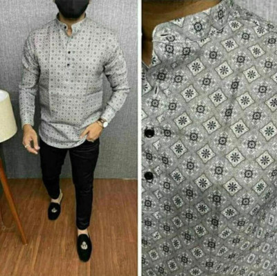 ALVIN ENTERPRISE Men Printed Casual Grey Shirt