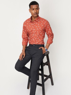 MAX Men Floral Print Casual Orange, White, Black Shirt